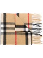 Burberry Kids - Heritage Check Scarf - Kids - Cashmere - One Size, Nude/neutrals