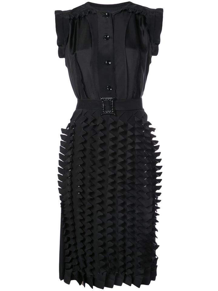 Maison Margiela Embroidered Belted Dress - Black