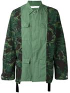 Off-white Camouflage Print Cargo Jacket, Men's, Size: Large, Green, Cotton