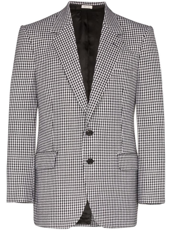 Alexander Mcqueen Single-breasted Houndstooth Blazer - Black