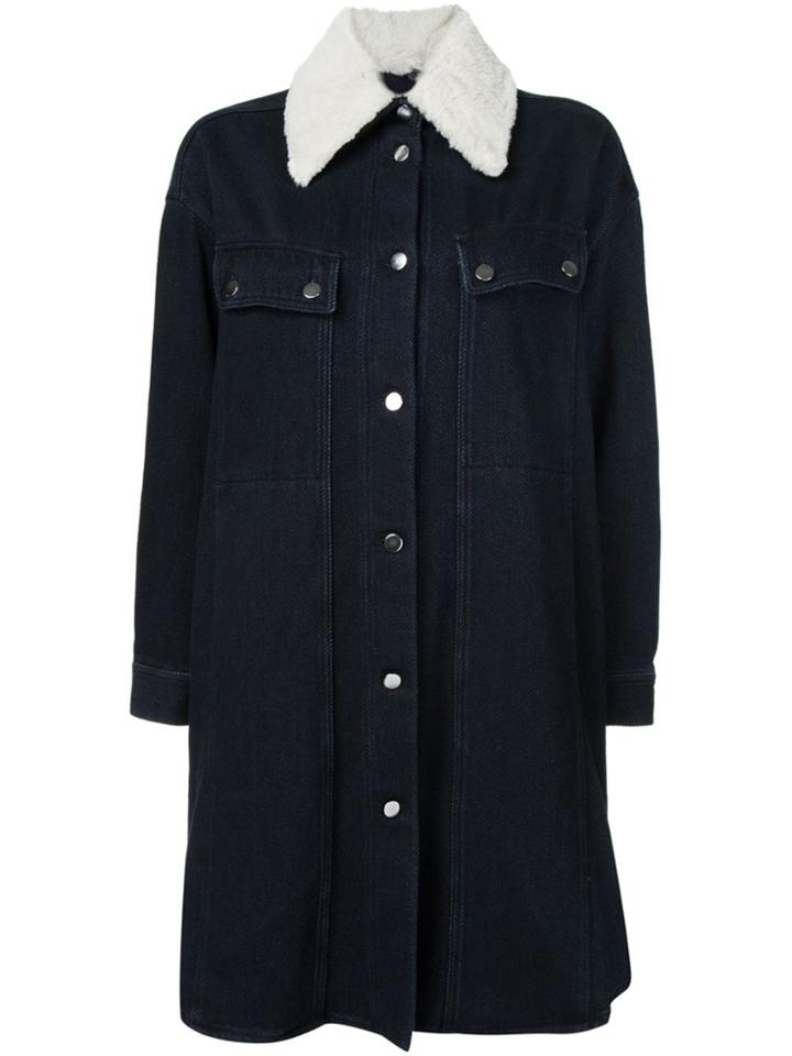 Mm6 Maison Margiela Denim Midi Coat - Blue