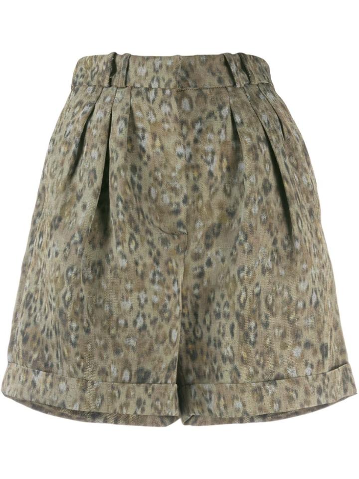 Iro Leopard Print Bermuda Shorts - Green