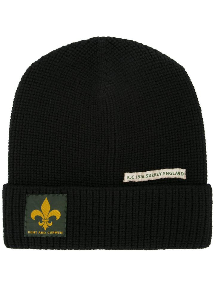 Kent & Curwen Patch Detail Beanie - Black