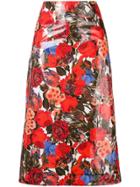 Marni Floral Midi Skirt - Red