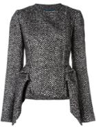 Capucci Peplum Tweed Jacket, Women's, Size: 40, Black, Silk/acrylic/virgin Wool