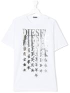 Diesel Kids Logo Star Print T-shirt - White