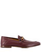 Gucci Men's Leather Horsebit Loafer With Web - Red