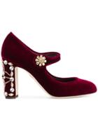 Dolce & Gabbana Jewel-embellished Mary-jane Pumps - Red