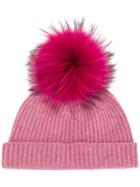 N.peal Pompom Beanie Hat - Pink & Purple