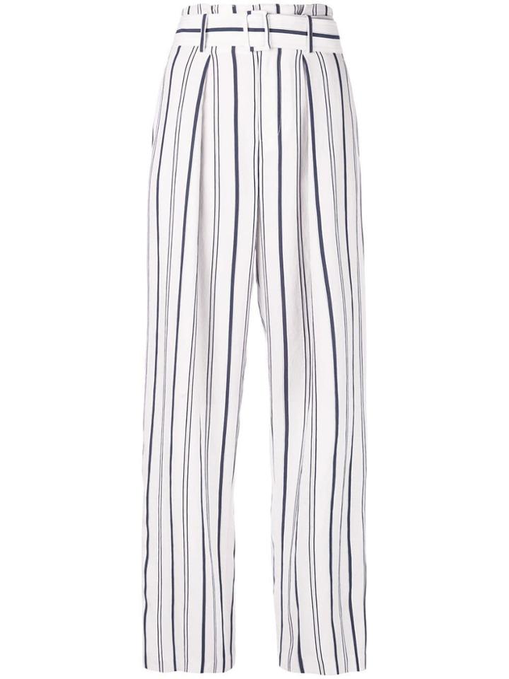 Vince Striped Wide Leg Trousers - White