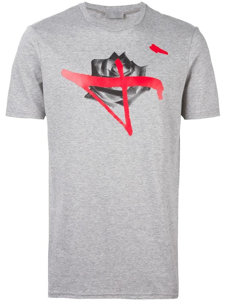 Dior Homme Rose Print T-shirt, Men's, Size: Xs, Grey, Cotton