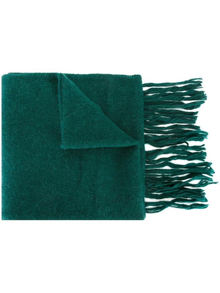 Ami Alexandre Mattiussi Plain Knitted Scarf, Men's, Green, Nylon/wool/alpaca