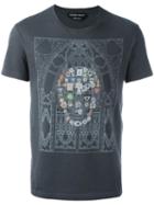 Skull Print T-shirt, Men's, Size: Large, Grey, Cotton, Alexander Mcqueen