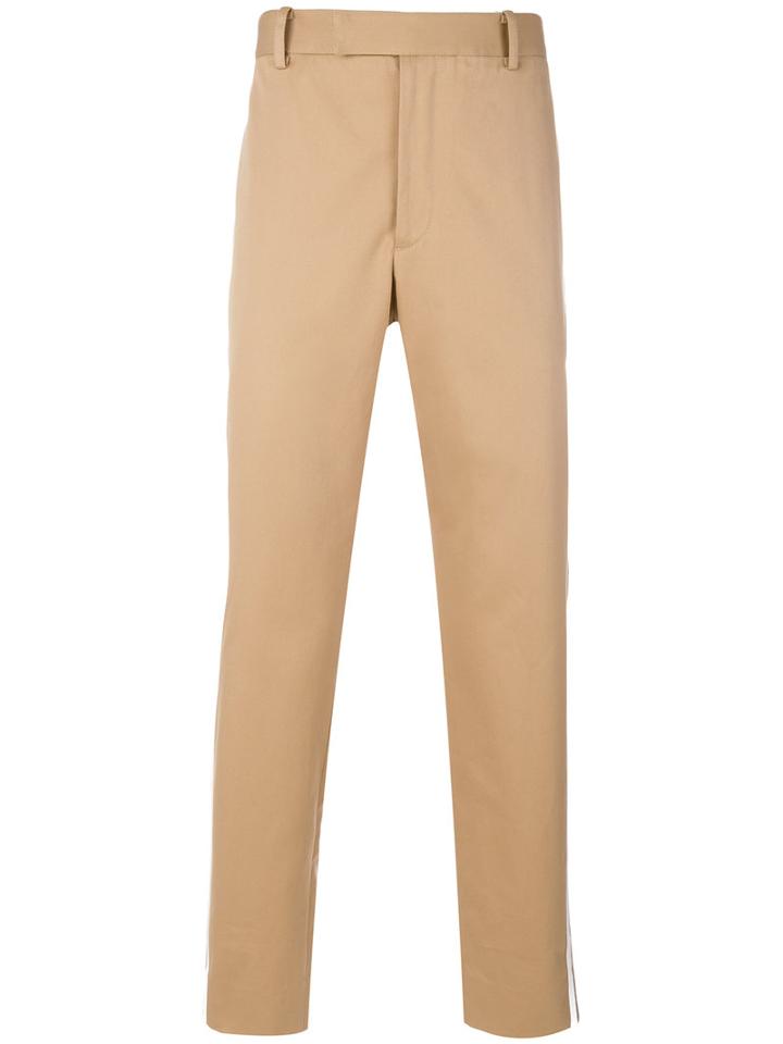 Gucci - Contrast Side Stripe Chinos - Men - Cotton - 50, Nude/neutrals, Cotton