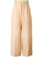 Sportmax High Waisted Trousers, Women's, Size: 40, Nude/neutrals, Linen/flax