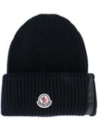 Moncler Ribbed Beanie, Adult Unisex, Blue, Cashmere/wool