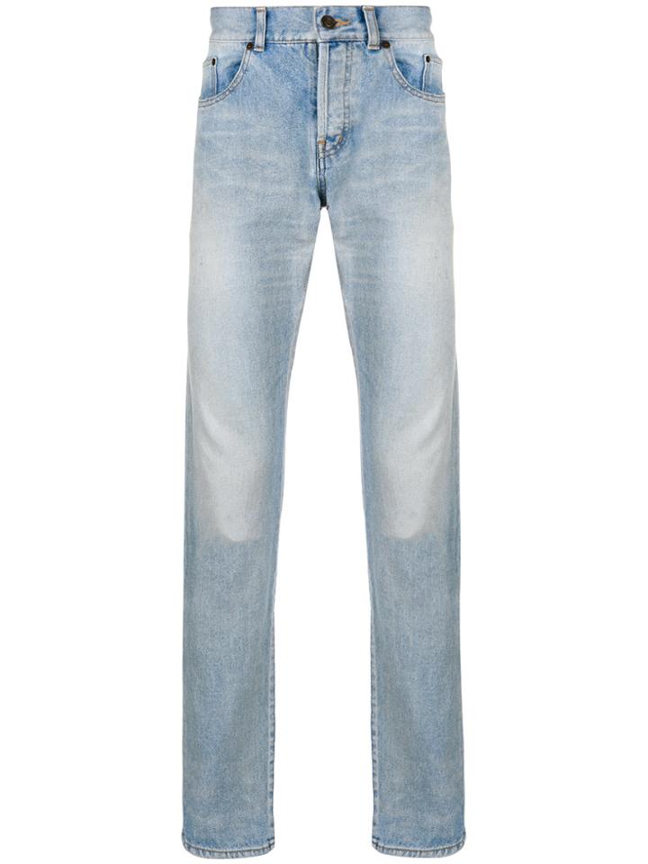 Saint Laurent High Rise Straight Jeans - Blue