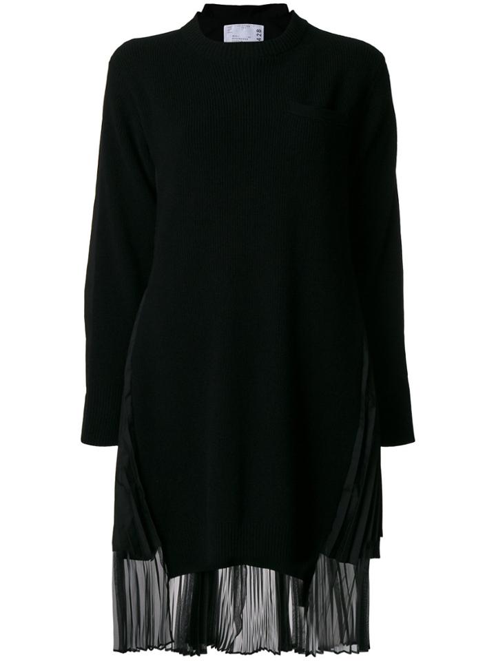 Sacai Knitted Fusion Shirt Dress - Black