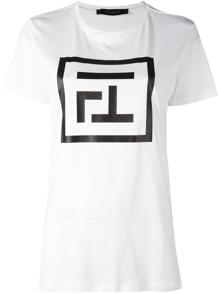Federica Tosi Logo Print T-shirt, Women's, Size: Large, White, Cotton