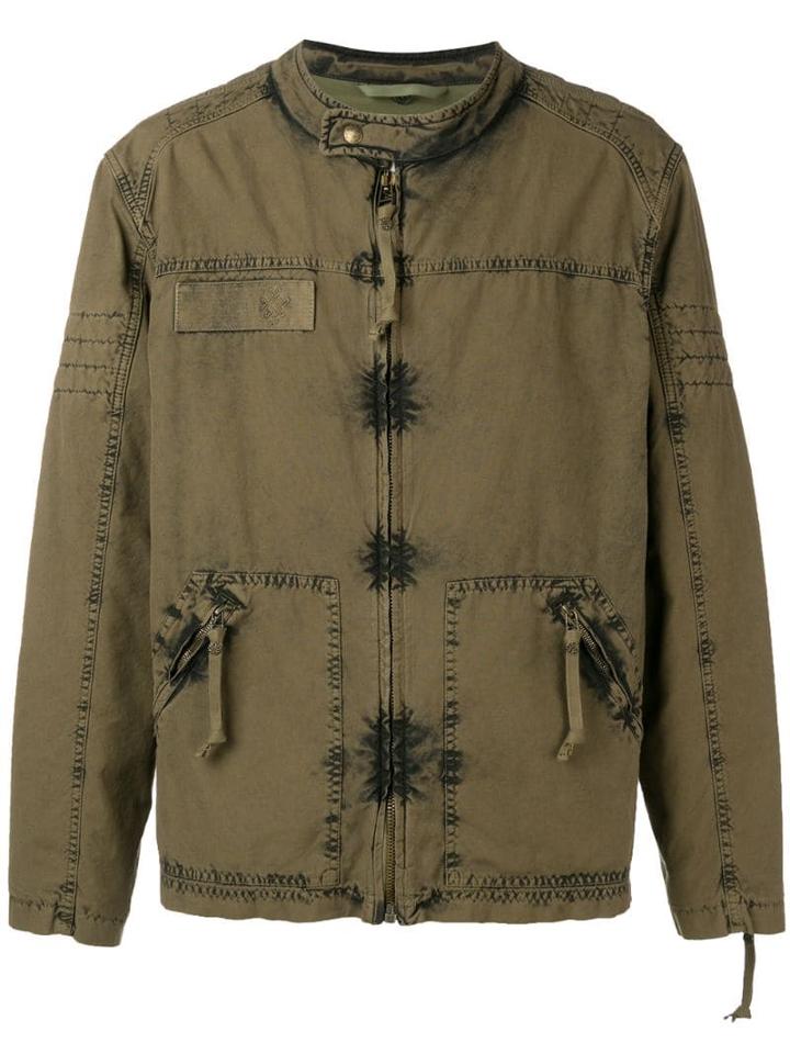 Mr & Mrs Italy Paint Effect Print Jacket - Green
