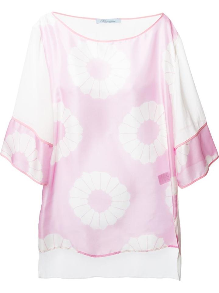 Blumarine Flower Print Blouse, Women's, Size: 40, Pink/purple, Silk/polyester