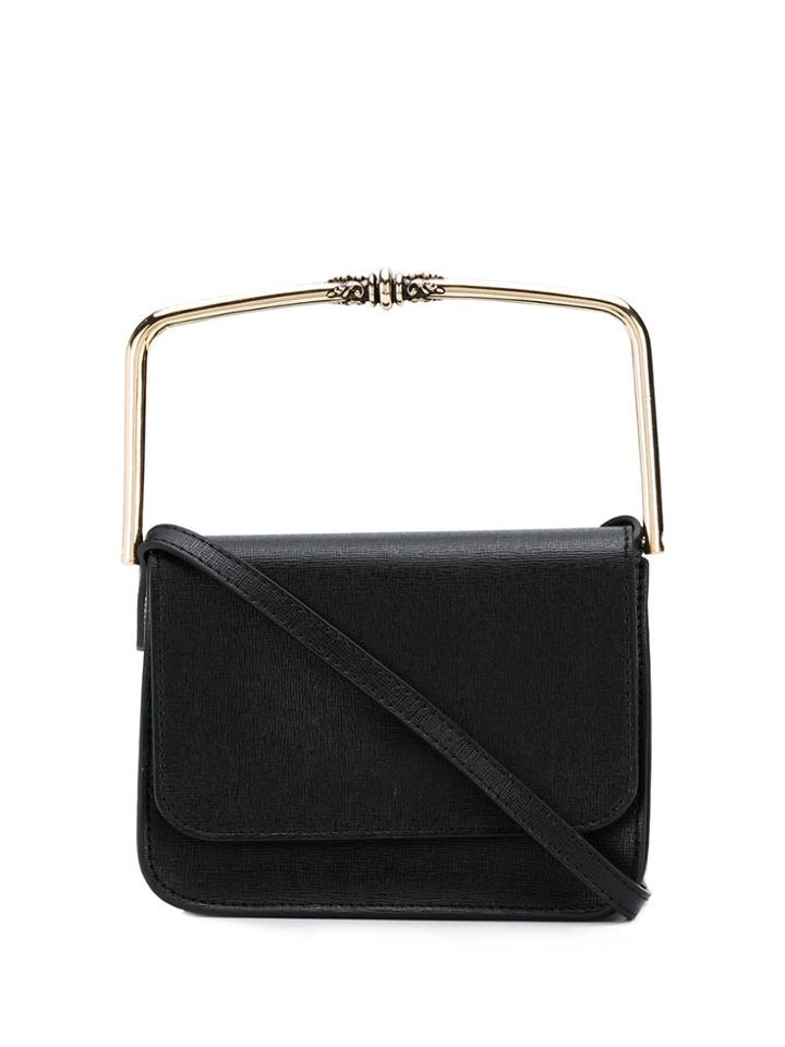 L'autre Chose Metal Handle Cross Body Bag - Black