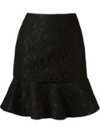 Martha Medeiros Ruffled Hem 'marescot' Lace Skirt - Black