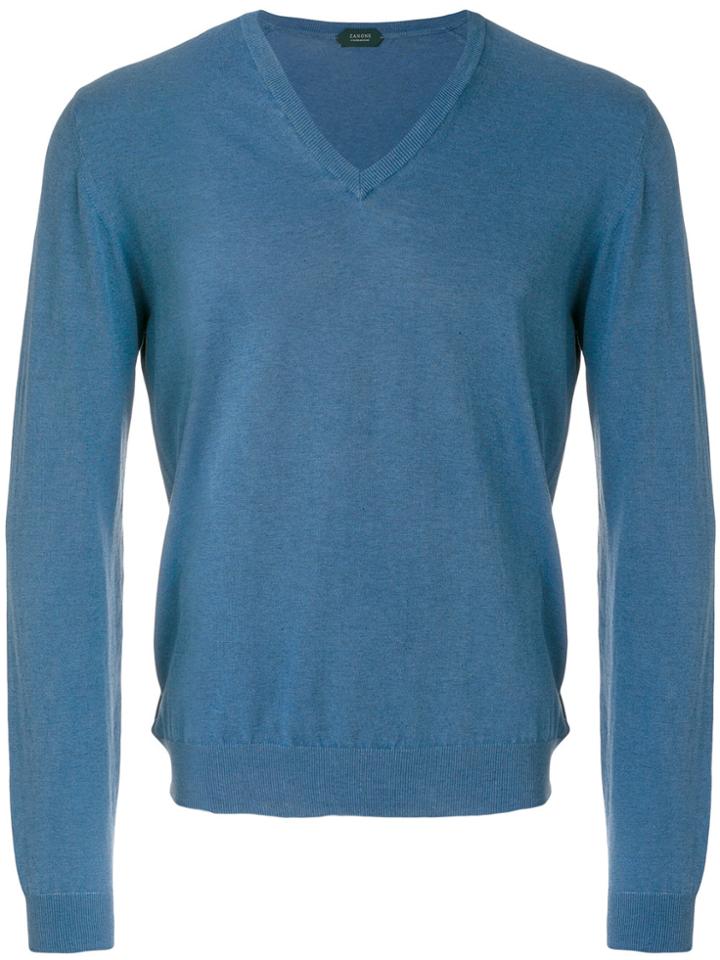 Zanone Classic Knitted Sweater - Blue