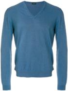 Zanone Classic Knitted Sweater - Blue