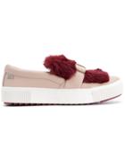 Karl Lagerfeld Fur Detail Slip-on Sneakers - Pink & Purple
