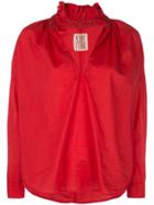 A Shirt Thing Frilled Split Neck Shirt - Red