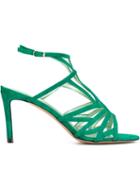 Jean-michel Cazabat Strappy Stiletto Sandals, Women's, Size: 40, Green, Suede/leather