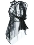 Rick Owens Lilies 'shortsleeve Sheer Zip' Blouse, Women's, Size: 46, Black, Polyamide/spandex/elastane