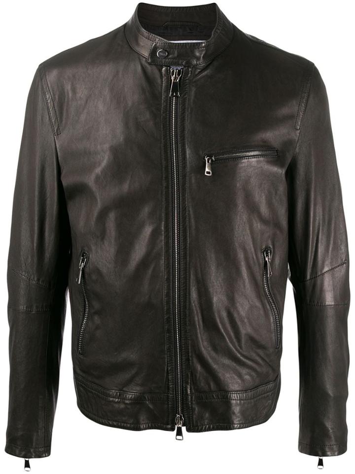 Drome Zip-front Leather Jacket - Brown