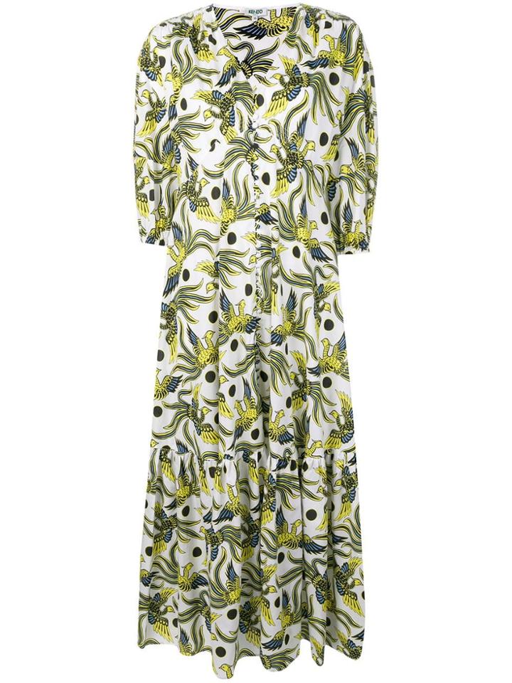 Kenzo Flying Phoenix Long Dress - White