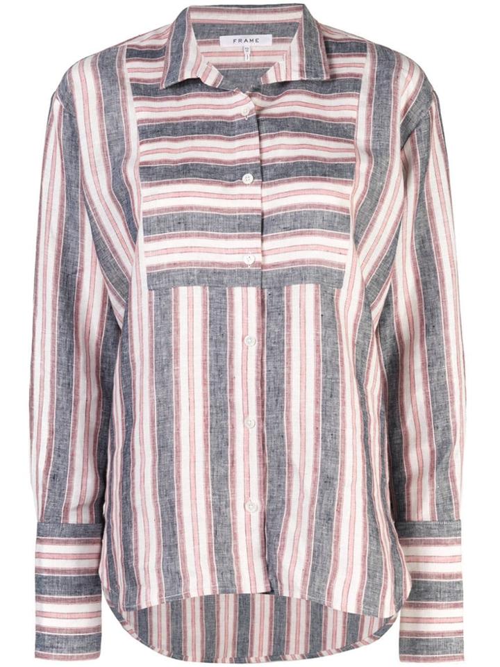 Frame Striped Long-sleeve Shirt - Blue