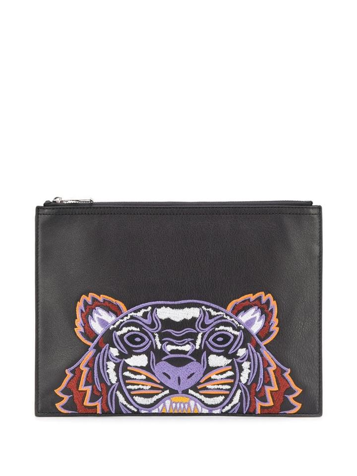 Kenzo Tiger Embroidered Clutch Bag - Black