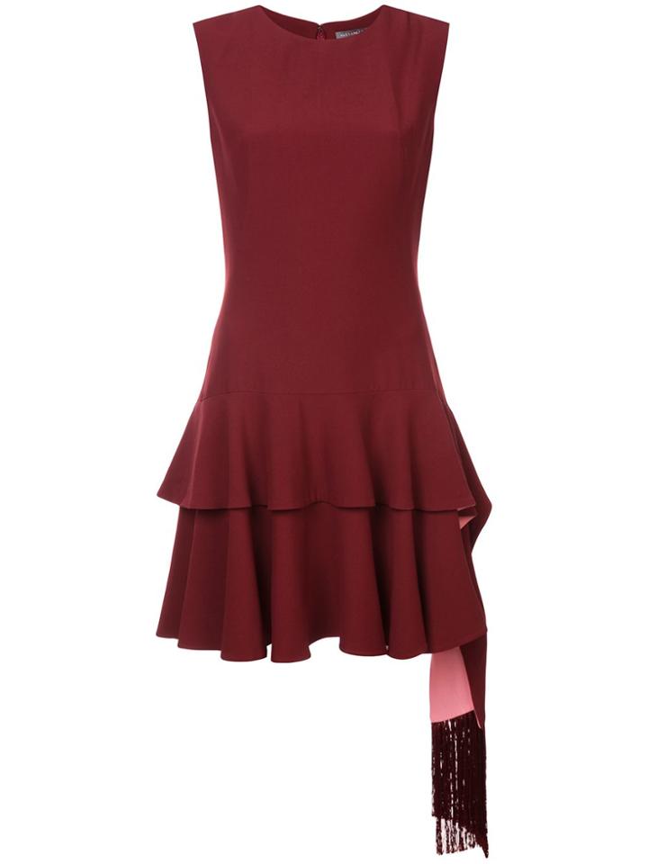 Alexander Mcqueen Frilled Short Dress - Red
