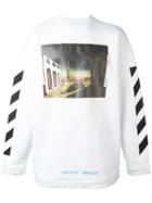 Off-white Striped Sleeves Sweatshirt, Men's, Size: Large, White, Cotton