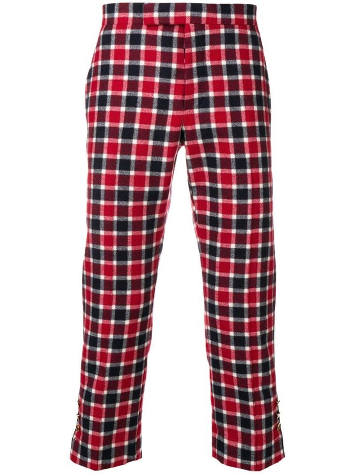 Thom Browne Small Box-check Slim-fit Trouser - Red