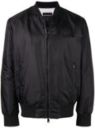 Emporio Armani Leather Logo Patch Bomber Jacket - Black
