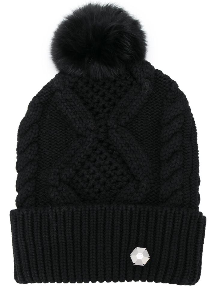 Philipp Plein Embellished Bobble Hat - Black