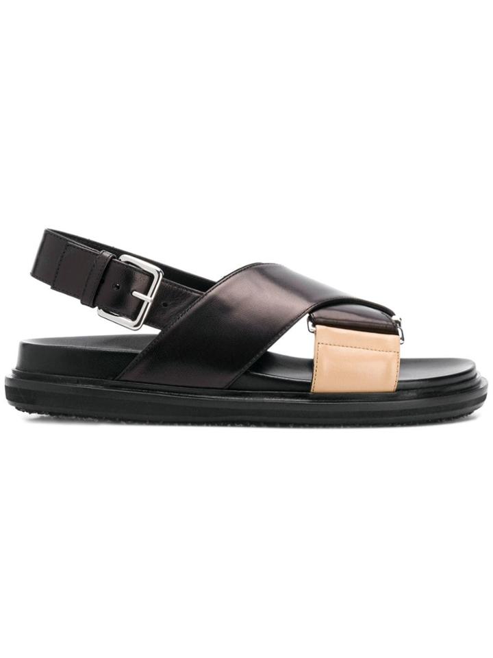 Marni Fussbett Crossover Strap Sandals - Black
