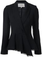 Carolina Herrera Folded Peplum Jacket, Women's, Size: 10, Blue, Cupro/silk
