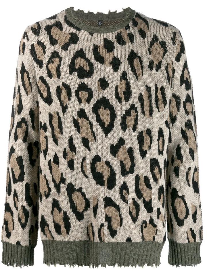 R13 Leopard Print Chewed Jumper - Sm000 Leopard