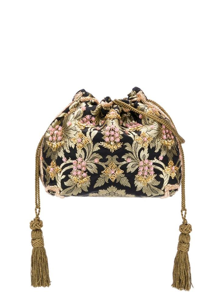 Etro Mini Floral Jacquard Bucket Bag - Black