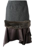 Kolor Panelled Skirt, Women's, Size: 1, Grey, Nylon/cupro/wool