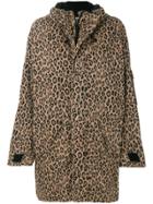 R13 Oversize Leopard Tech Parka - Brown