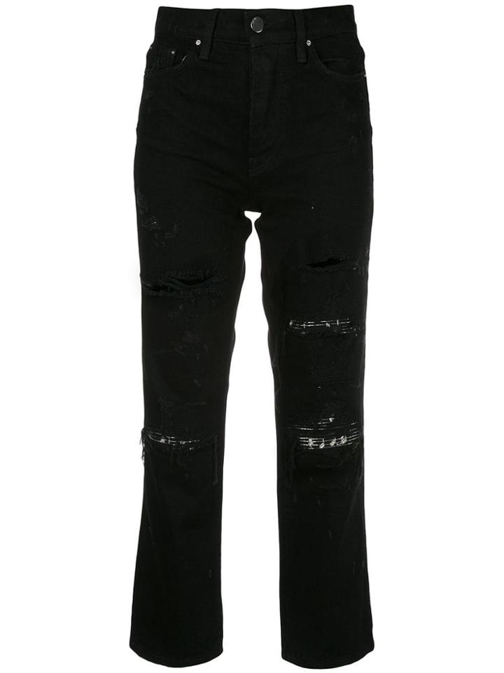 Amiri Cropped Distressed Jeans - Black