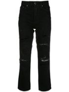 Amiri Cropped Distressed Jeans - Black